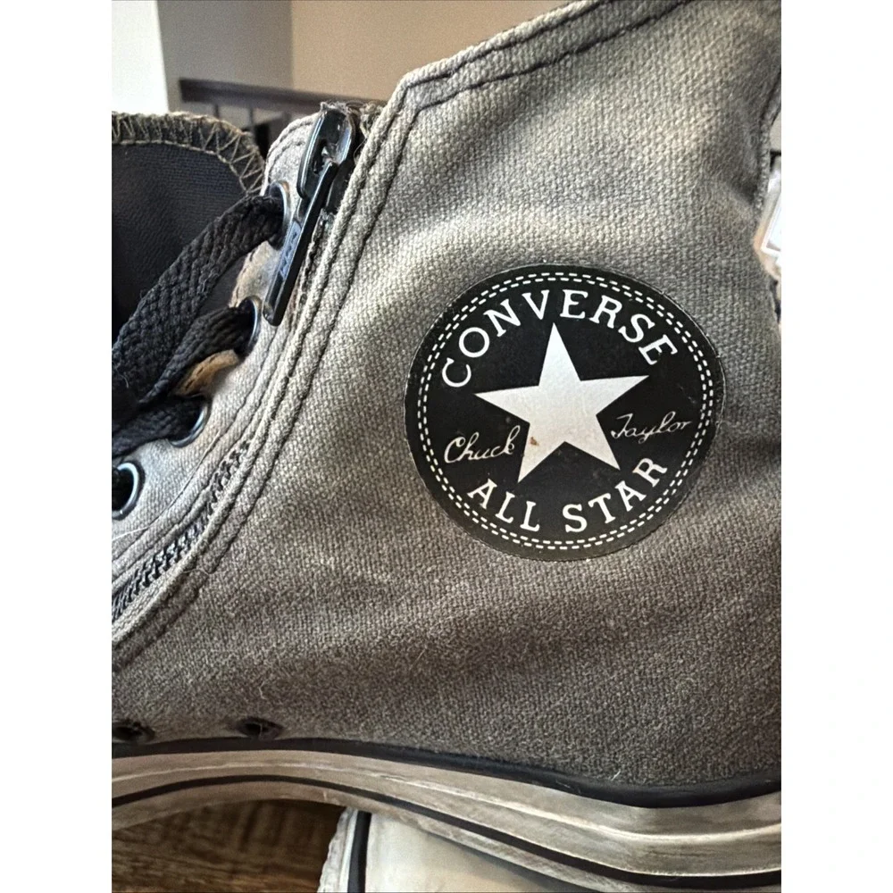 VTG, Converse,M 7.5 W 9.5,Grey,Chuck Taylor Double Zip High Top Sneakers,